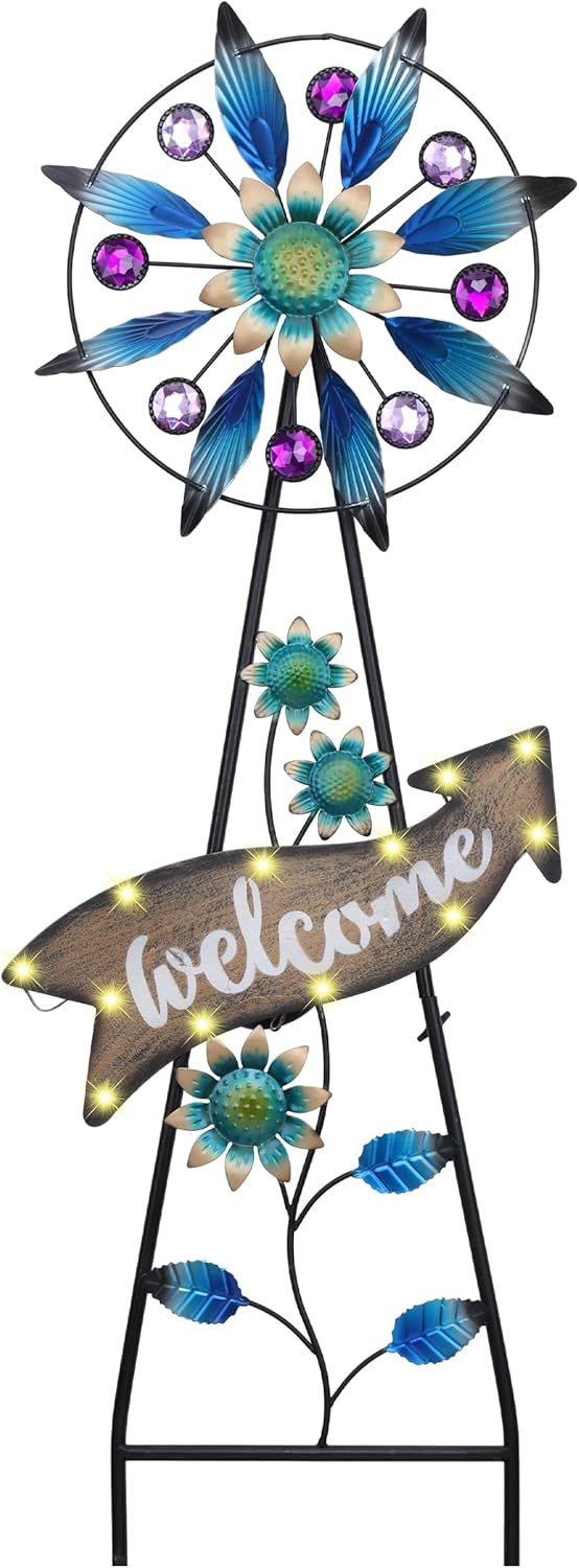 TERESA'S COLLECTIONS Peacock Garden Decor Solar Stake, Wind Spinner for Outdoor Decorations, Metal