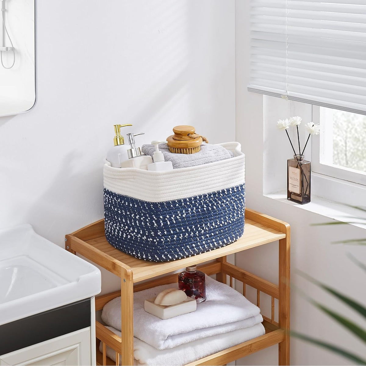 OIAHOMY Storage Basket, Woven Baskets for Storage, Cotton Rope Basket for toys,Towel Baskets for