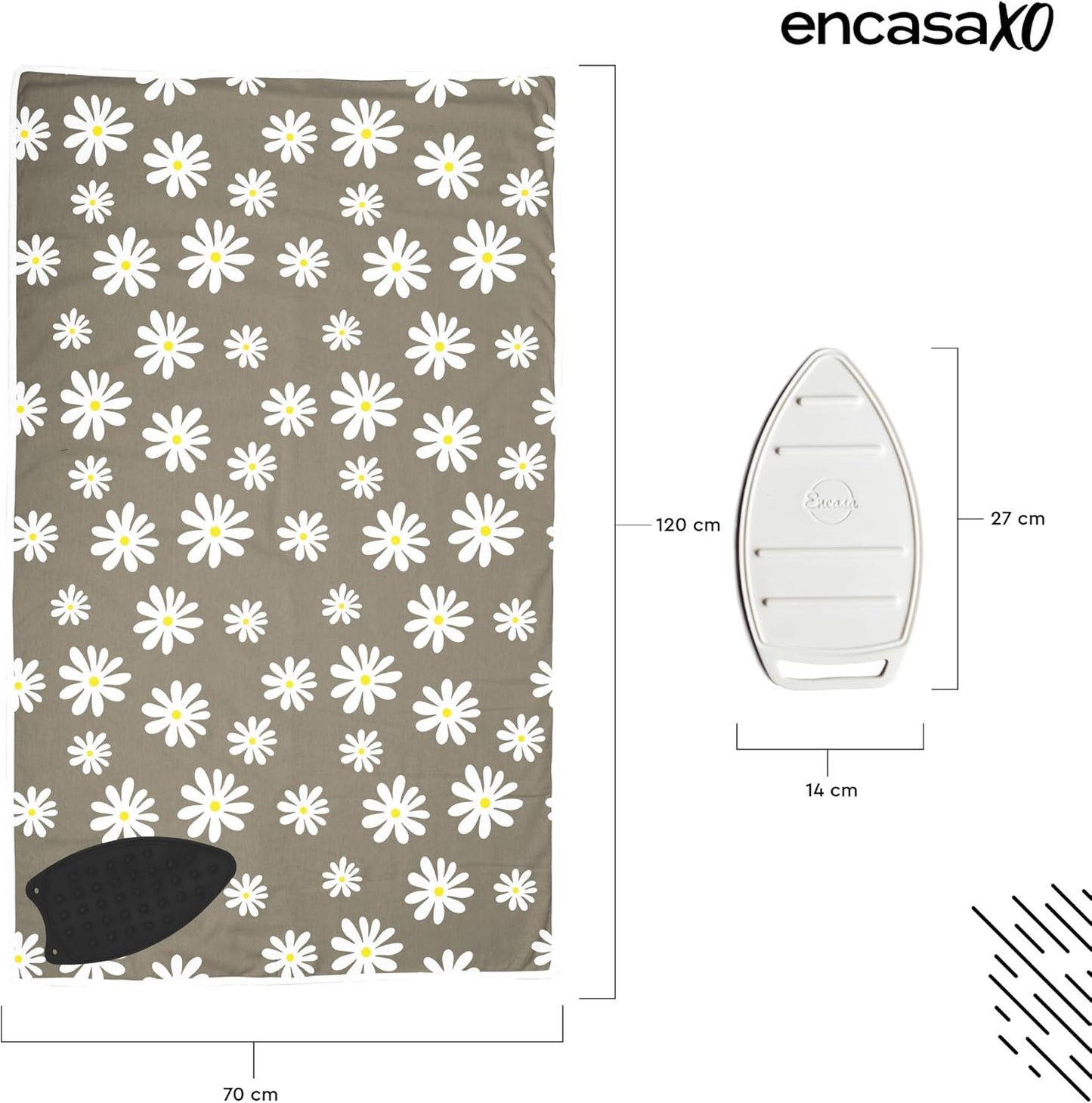 Encasa XO Ironing Mat/Pad (Large 48"x28") with 3mm Padding & Silicone Iron Rest for Steam Pressing