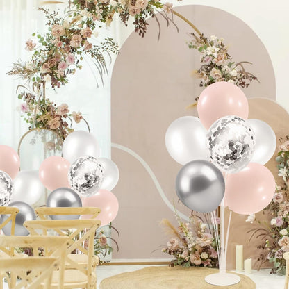Pink and Silver Balloon Stand Centerpiece Table Decorations for Baby Shower Wedding Engagement