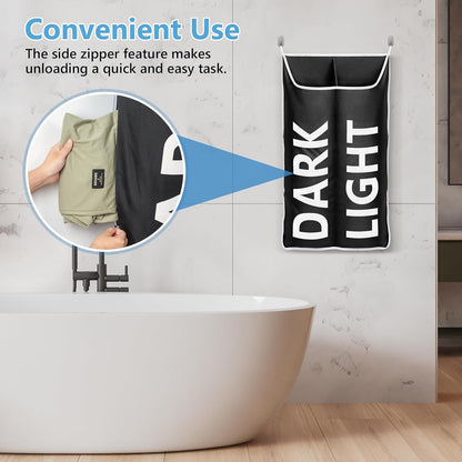 Hanging Laundry Hamper Bag XL 40x22", Space Saving over the Door Storage Bags, Behind the Door