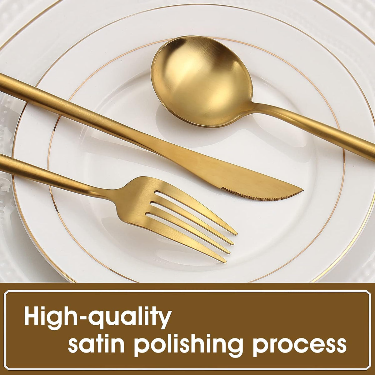 Matte Gold Silverware Set, 20-Piece Stainless Steel Flatware, Tableware Cutlery Service for 4