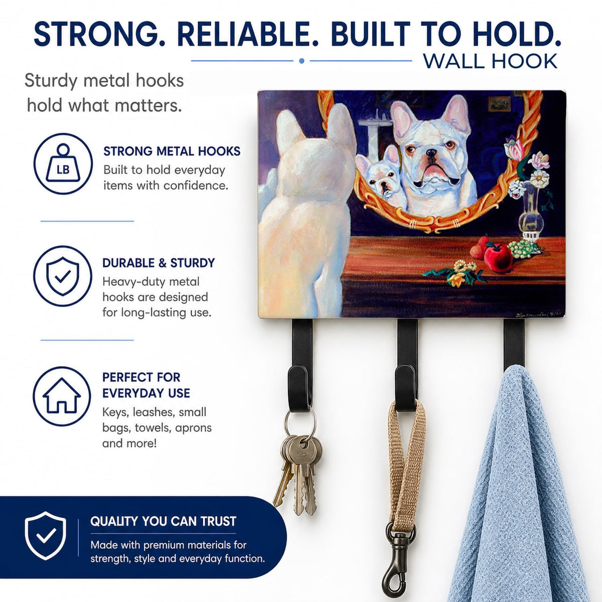 Caroline's Treasures 7514TH68 French Bulldog Leash or Key Holder, Wall Hooks, Key Hooks Holder