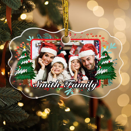 Personalized Crystal Photo Ornaments, Christmas Tree Hanging Decor, Custom Ornaments for Family