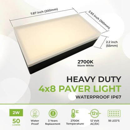 LUMENGY Paver Light 4×8 Inch (3.93 inch X 7.87 inch), 2700K Brick Lighting for Pavers, Driveway