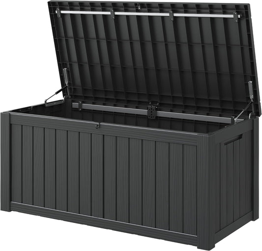 KAMABOKO Outdoor Storage Box, 120 Gallon Large Outdoor Resin Deck Box, Storage Waterproof Boxes