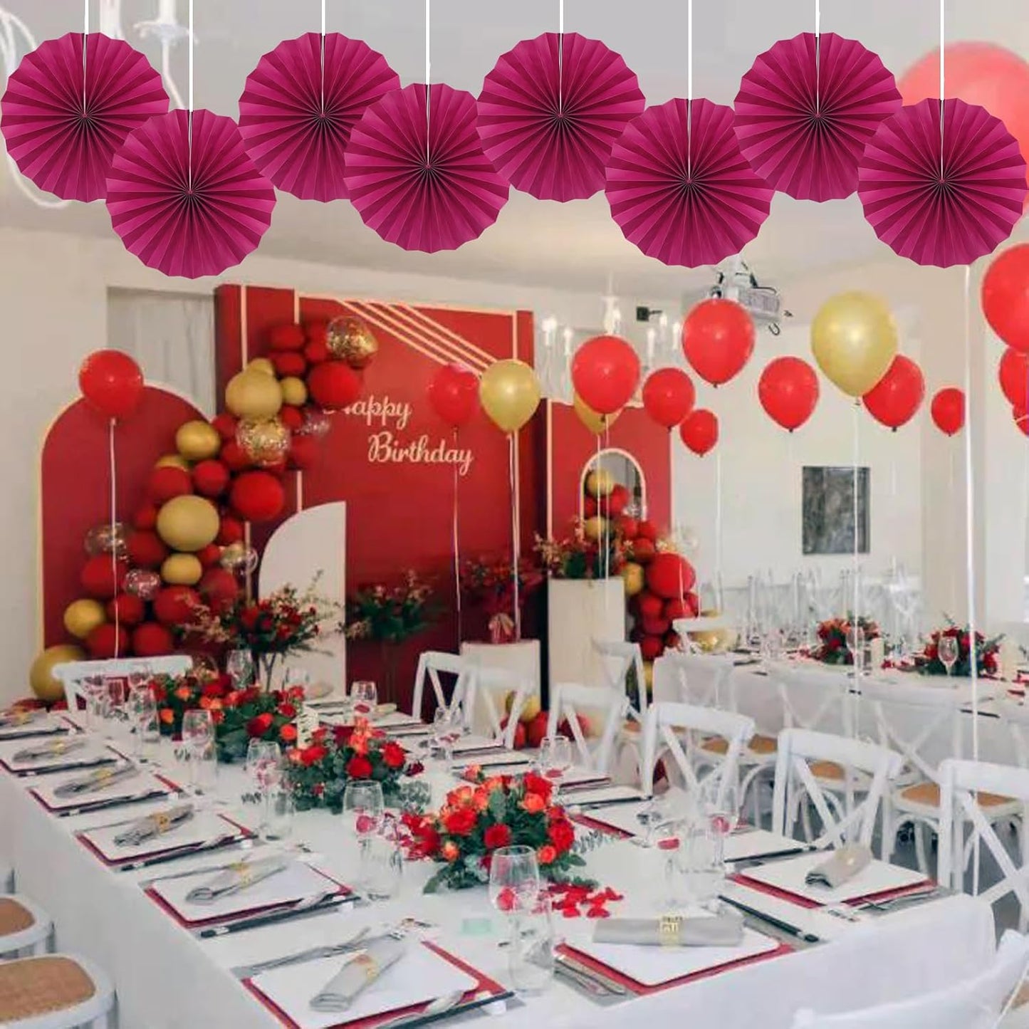 Red Party Decorations,Paper Decorations for Party,Girls Party Decorations Party Paper Fans Bulk