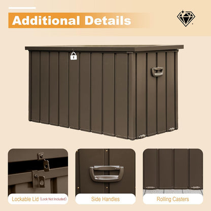 Domi 200 Gallon Deck Box, Outdoor Metal Lockable Storage Cabinet, Waterproof Steel Outdoor Bench