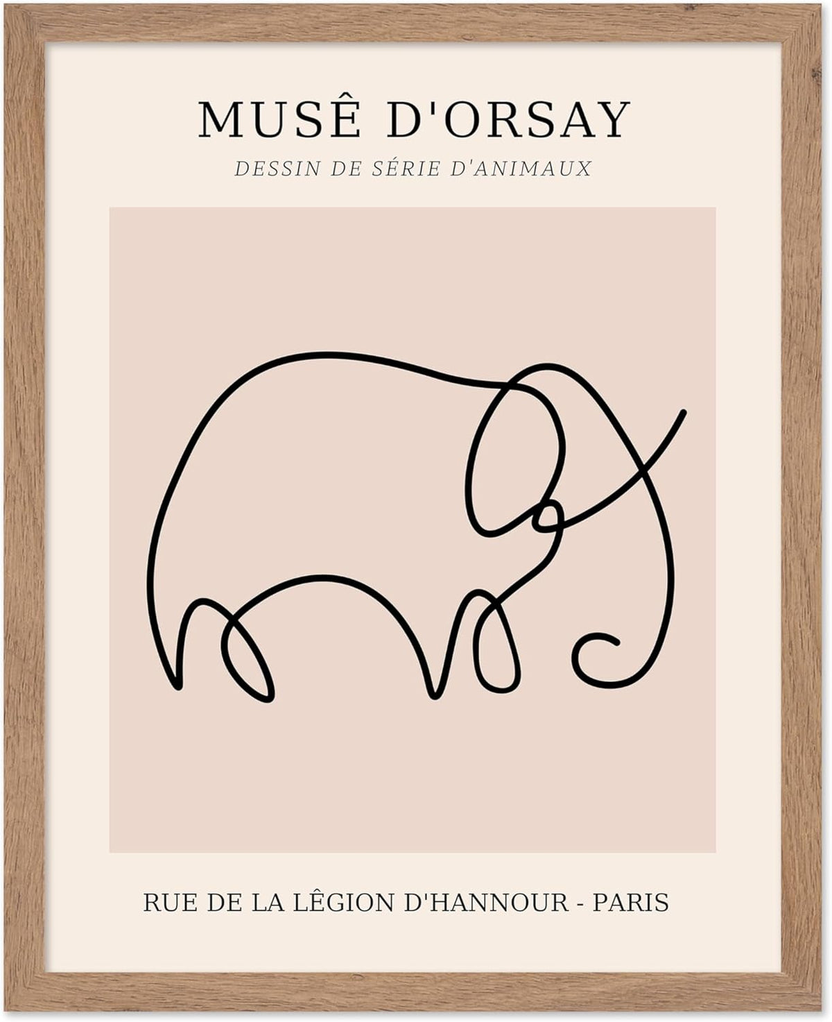 Poster Master Vintage Poster - Retro One Line Elephant Drawing Print - Elephant Art - Minimal Gift