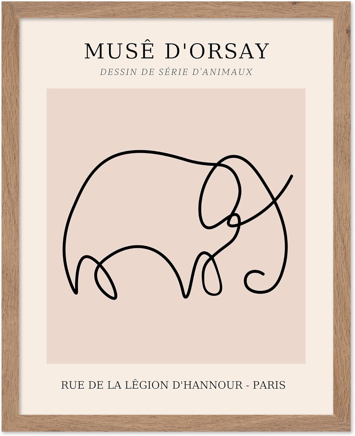 Poster Master Vintage Poster - Retro One Line Elephant Drawing Print - Elephant Art - Minimal Gift