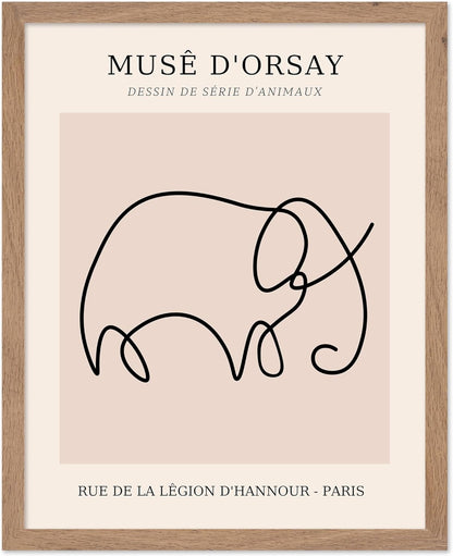 Poster Master Vintage Poster - Retro One Line Elephant Drawing Print - Elephant Art - Minimal Gift