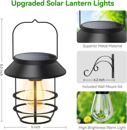 Solar Lanterns Outdoor Waterproof, High Brightness Hanging Solar Lights for Outside with Wall