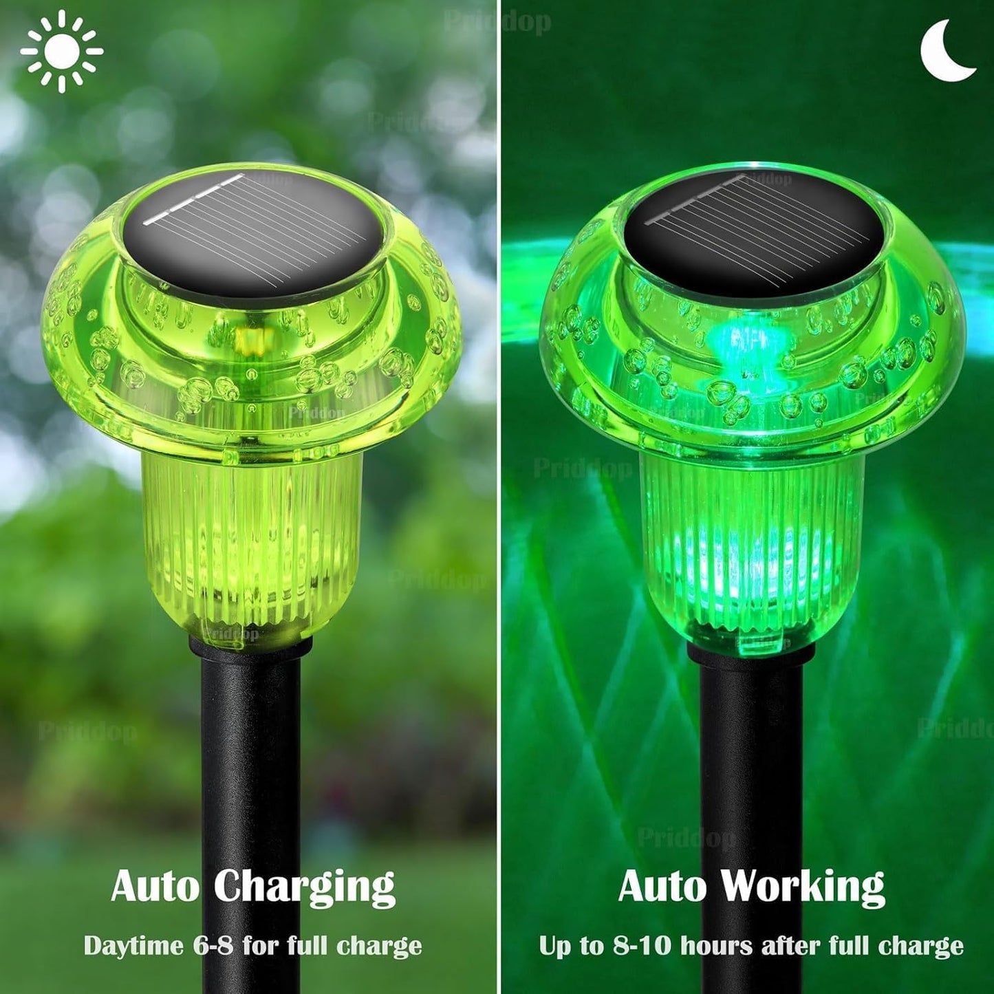 Halloween Solar Lights Outdoor 8 Pack Green LED Waterproof Mushroom Outside Lights for Yard Garden