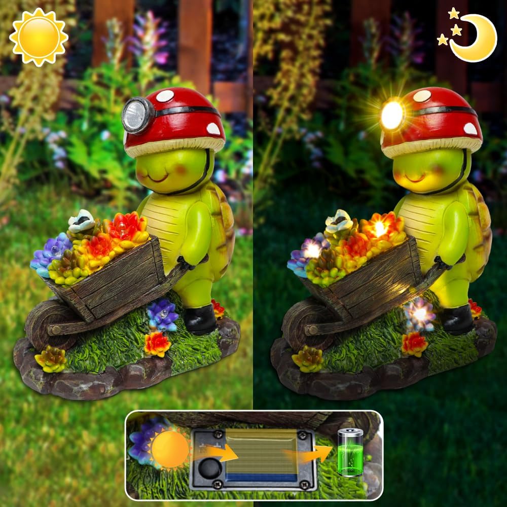 SunGlee Solar Light Turtle Outdoor Garden, Turtle Solar Light for Outdoors Yard Patio Decor 4 LED