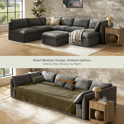mopio Oversized Modular Sectional Sofa with Fully Removable Covers and Storage, Convertible U