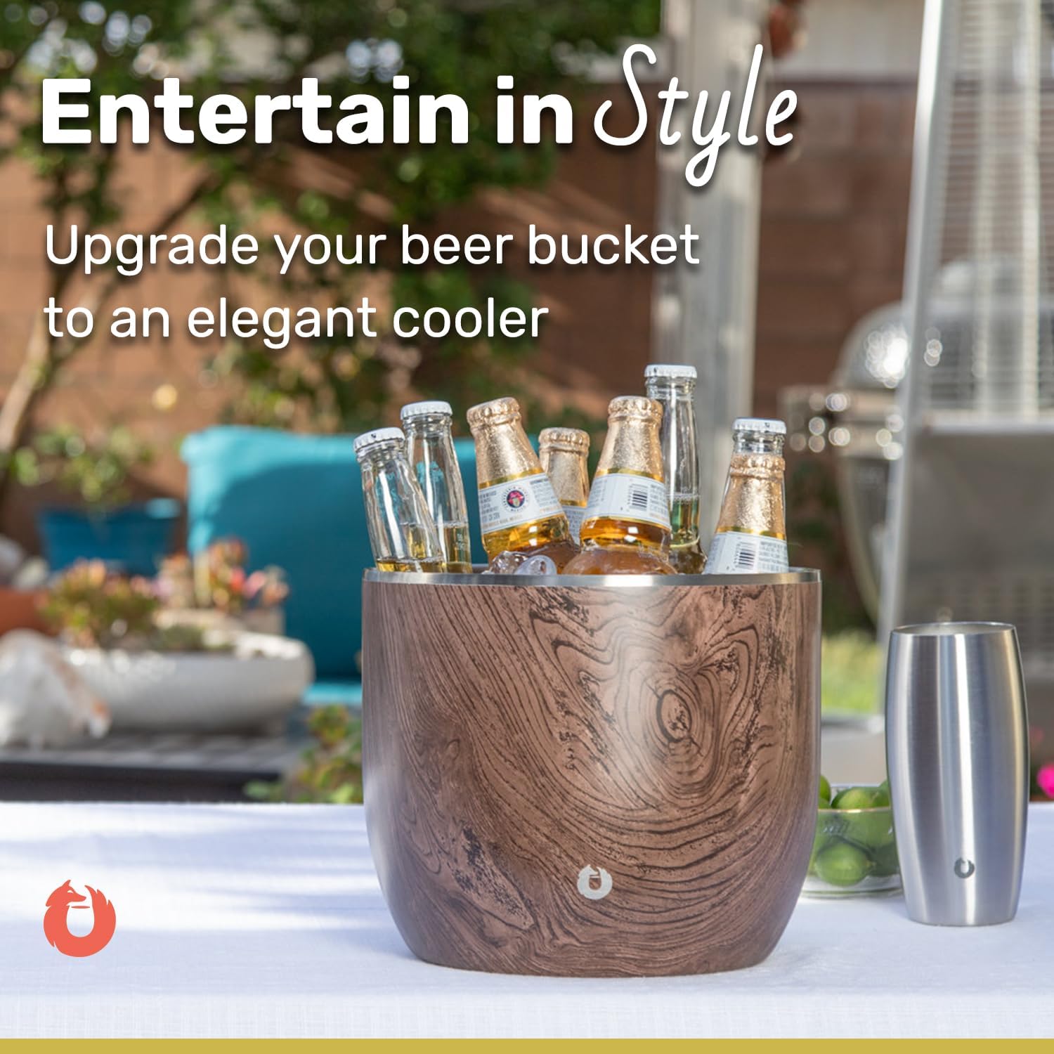 SNOWFOX XL Premium Vacuum Insulated Double Wall Stainless Steel Ice Bucket with Lid/Scoop, Bar