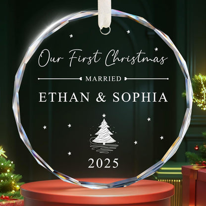 Personalized First Christmas Married Ornament 2025, 1st Year Wedding Ornament for Newlywed, Custom