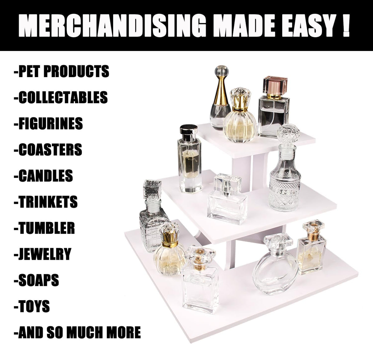 WANLIAN 3-Tier Corner Retail Table Display Stand, Portable Display Rack Shelves for Vendors, Craft