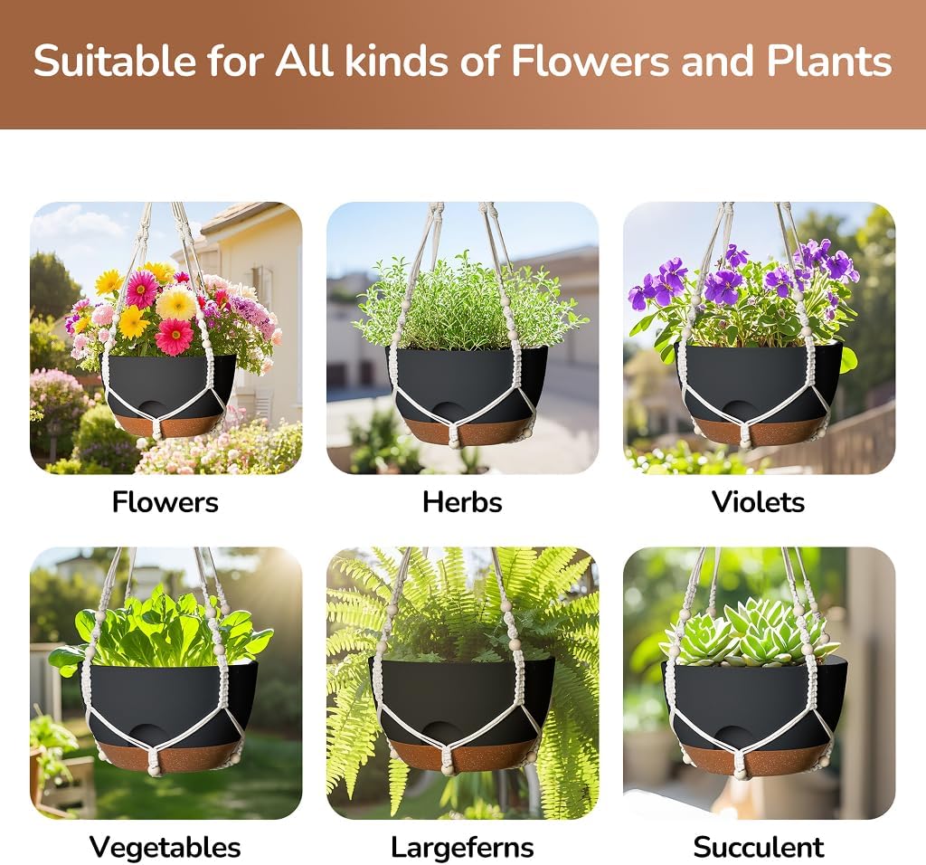 12 Inch Hanging Baskets for Plants Outdoor, Hanging Planters for Indoor Outdoor Plants, Hanging