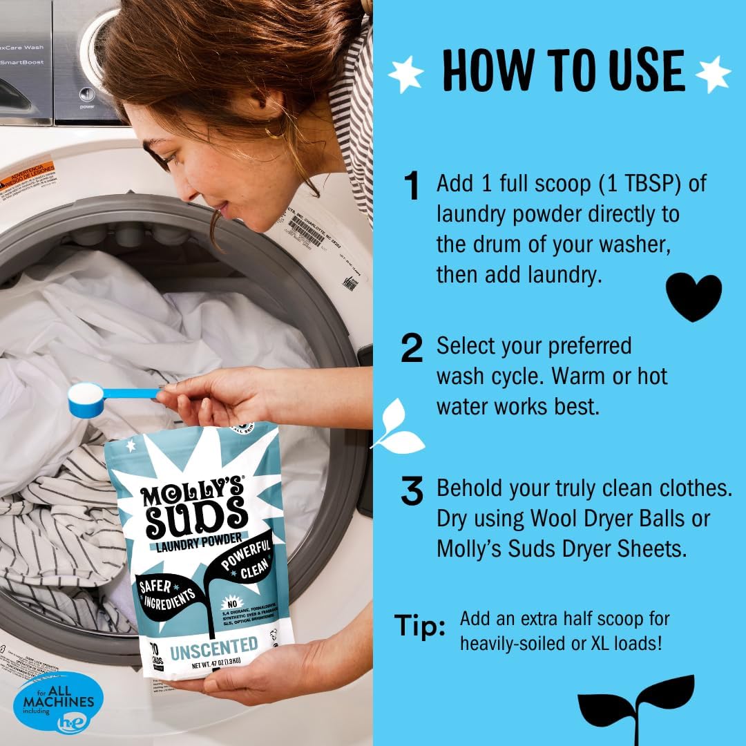 Molly's Suds Original Laundry Detergent Powder | Clean Laundry Detergent Powder for Sensitive Skin