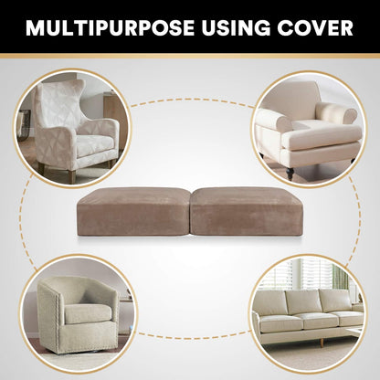 PrinceDeco Velvet Sofa Cushion Covers, Stretch Couch Cushion Covers for Individual Seat Couch