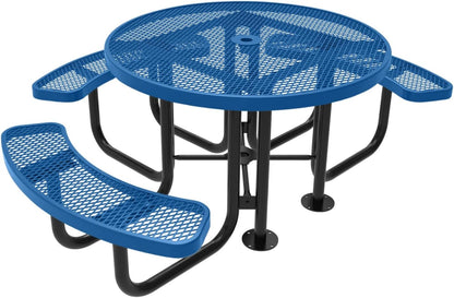 Heavy-Duty Portable Outdoor Picnic Table with Umbrella Hole, Expanded Metal Patio Dining Furniture