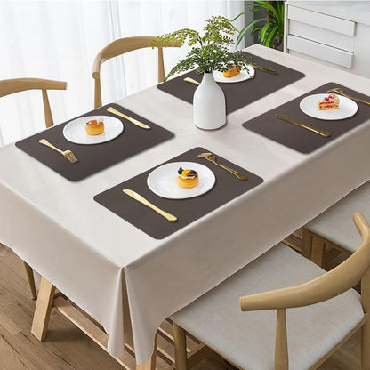 BLESWIN Faux Leather Placemats, Set of 6, 12×17 Inch -Double Side Texture Color Table Mats