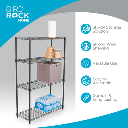 Internet's Best 4-Tier Wire Shelving | Flat Black | Heavy Duty Shelf | Wide Adjustable Rack Unit |