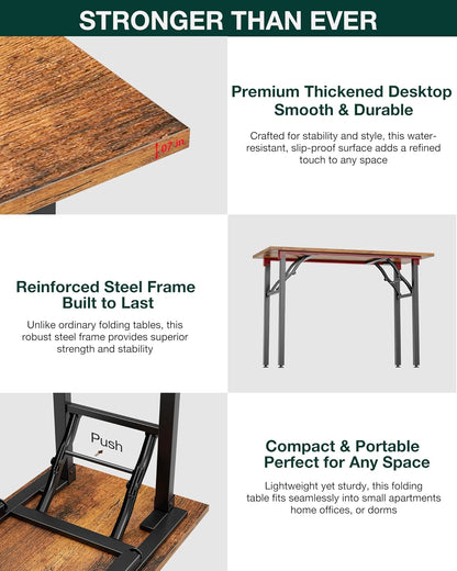 Frylr Small Folding Computer Desk – 35.8 Inch Portable Table for Craft and Study, Lightweight Desk