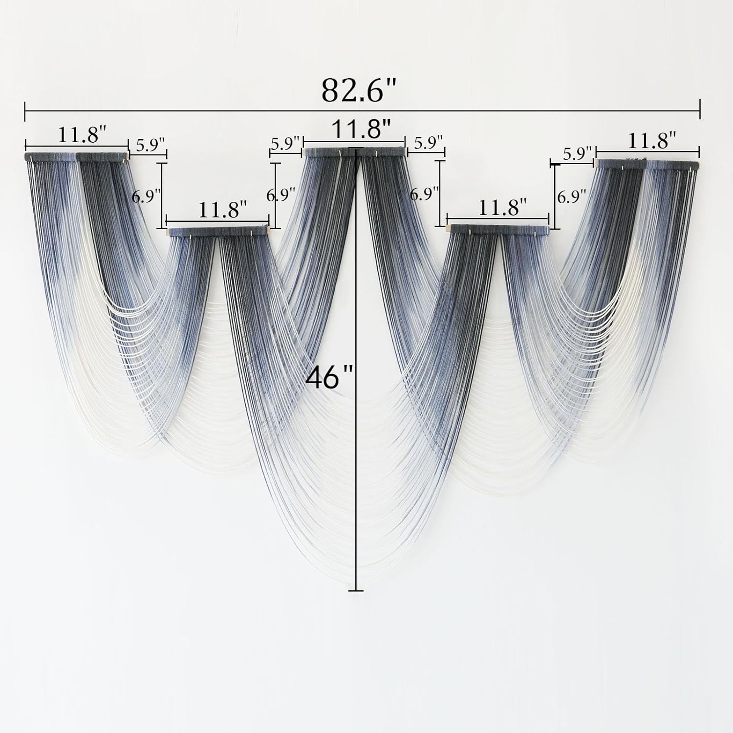 IOWER Large Macrame Wall Hanging Decor Dip-Dyed Macrame Wall Decor Wall Art Craftsmanship Fiber Art