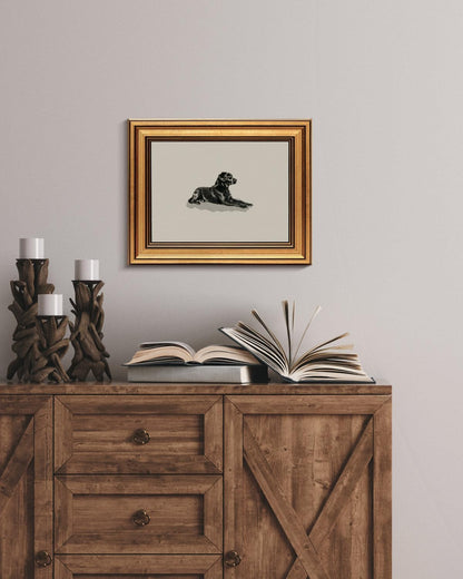 HUARCEY Gold Framed Vintage Wall Art Black Dog Wall Decor Minimalist Animal Art Pictures Room Decor