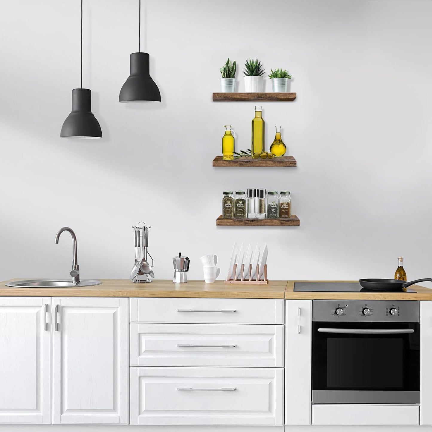 Sorbus Floating Shelves for Wall, Bathroom Shelves Wall Mounted for Kitchen, Bedroom, Bathroom