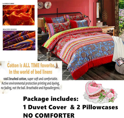 ABREEZE King Duvet Covers, Bohemian Retro Bedding Set, Coloful Mandala Down Comforter Cover, Boho