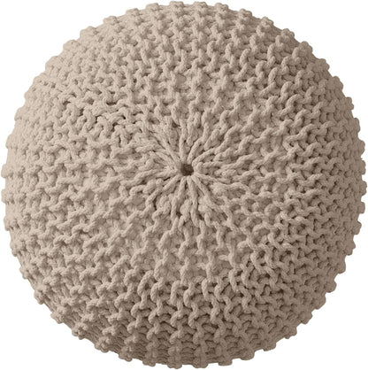 Ornavo Home Pouf Ottoman Foot Rest - 100% Cotton Pouffe - Hand Knitted Cable Braid Cord - Boho