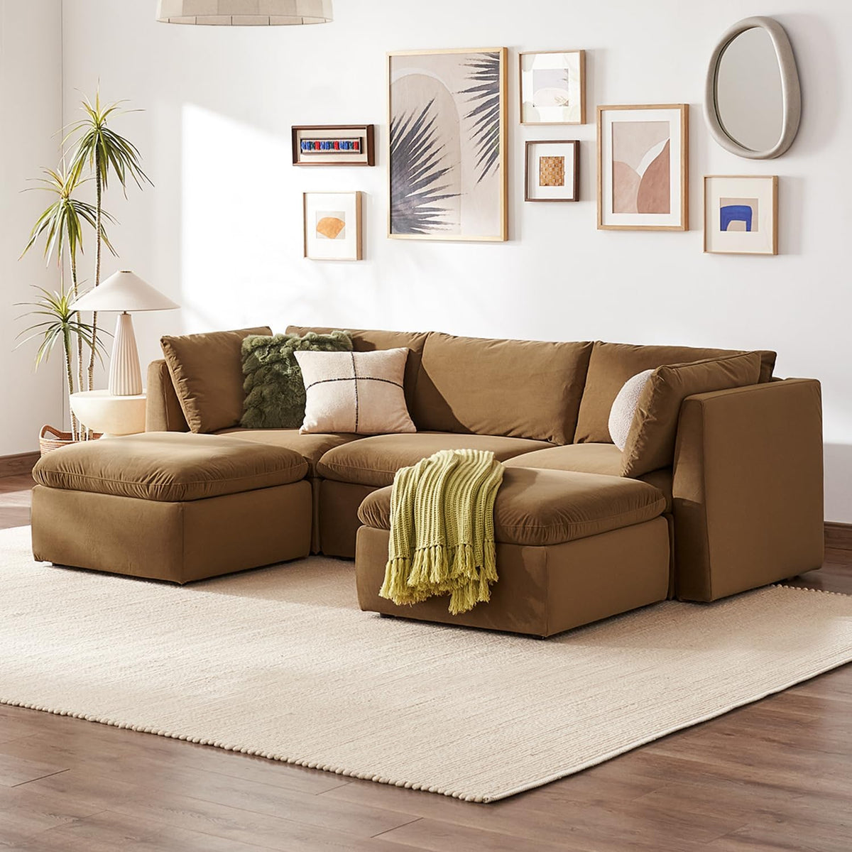 mopio Oversized Modular Sectional Sofa with Fully Removable Covers and Storage, Convertible U