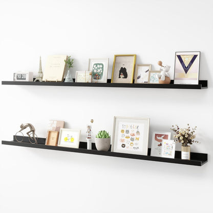 Picture Ledge Shelf, Wood Long Floating Shelves for Wall, Set of 2, 56 inch Picture Ledge Shelves