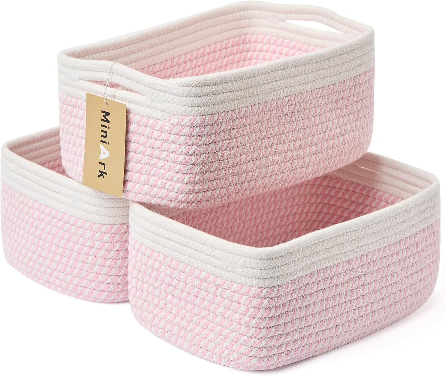 Small Storage Baskets for Organizing | Closet Organizer Bins | Shelf Toy Basket | Woven Rope
