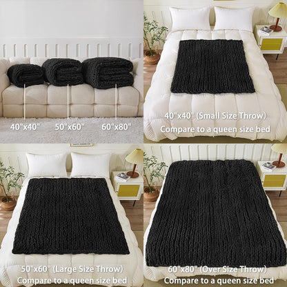 WESHIONGOO Chunky Knit Blanket Throw 40"*40" Knitted Throw Blankets for Couch Bed Fluffy Soft