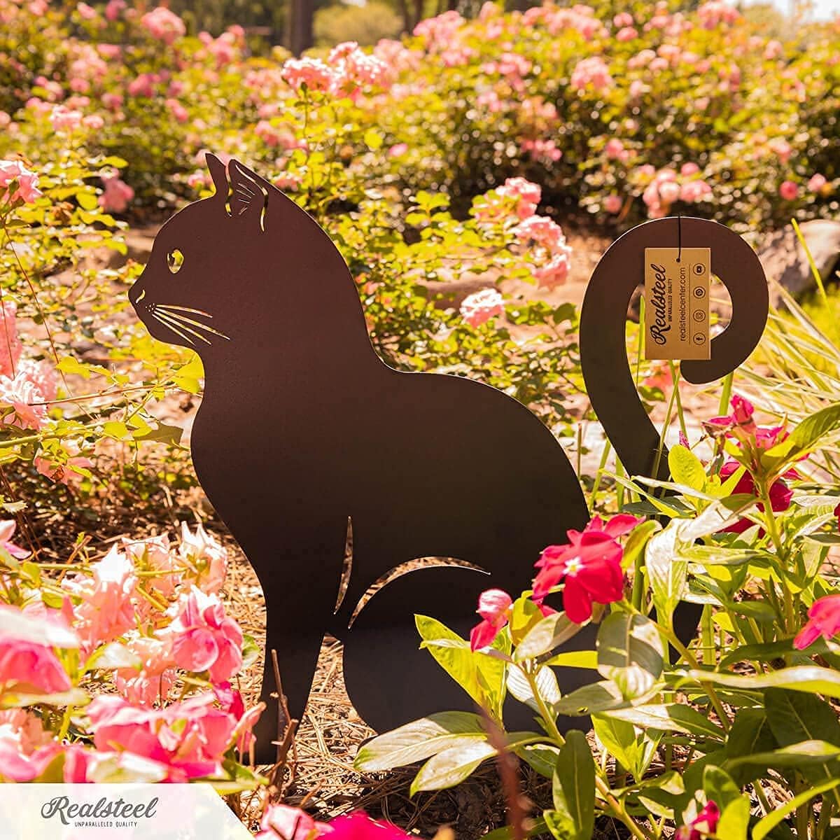 RealSteel I 3 Pack Steel Cat Garden Decor I Outdoor Yard Decorations I Gift for Cat Lovers I Lawn