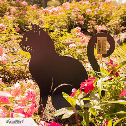 RealSteel I 3 Pack Steel Cat Garden Decor I Outdoor Yard Decorations I Gift for Cat Lovers I Lawn