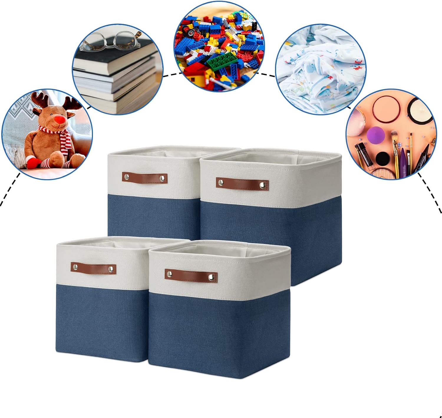 DULLEMELO [Set of 4 Storage Cubes Baskets for Organizing, 11 x 11 x 11 inch Cube Storage Organizer