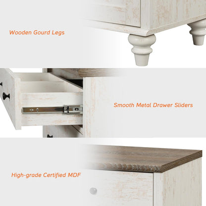 WAMPAT Kids Dresser for Bedroom with 6 Drawers, Baby Dressers with Wide Chest of Drawers, Farmhouse