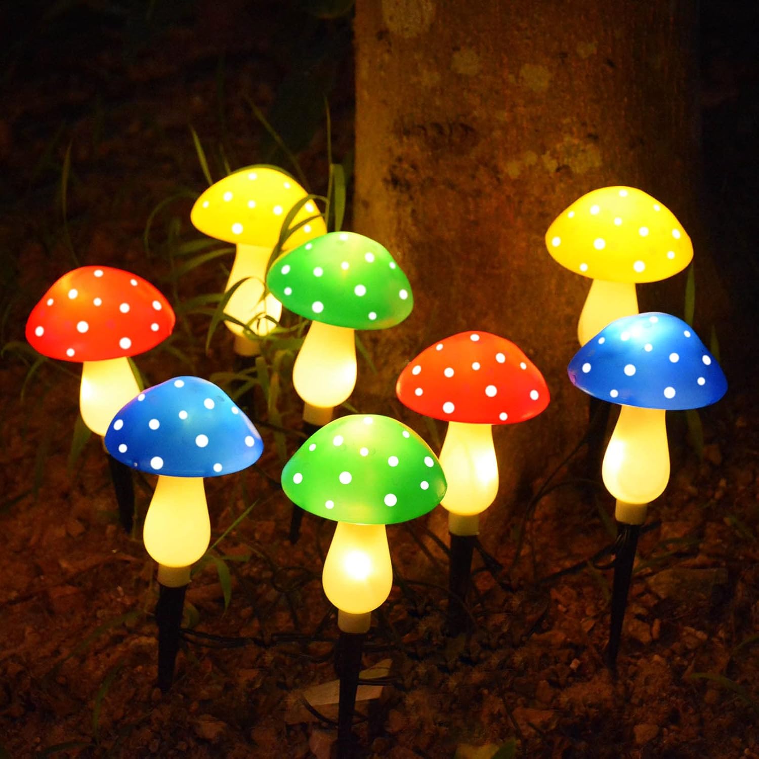 8-Pack Solar Mushroom Lights for Garden Decor, 8 Modes Waterproof Outdoor Garden Mushroom Lamp