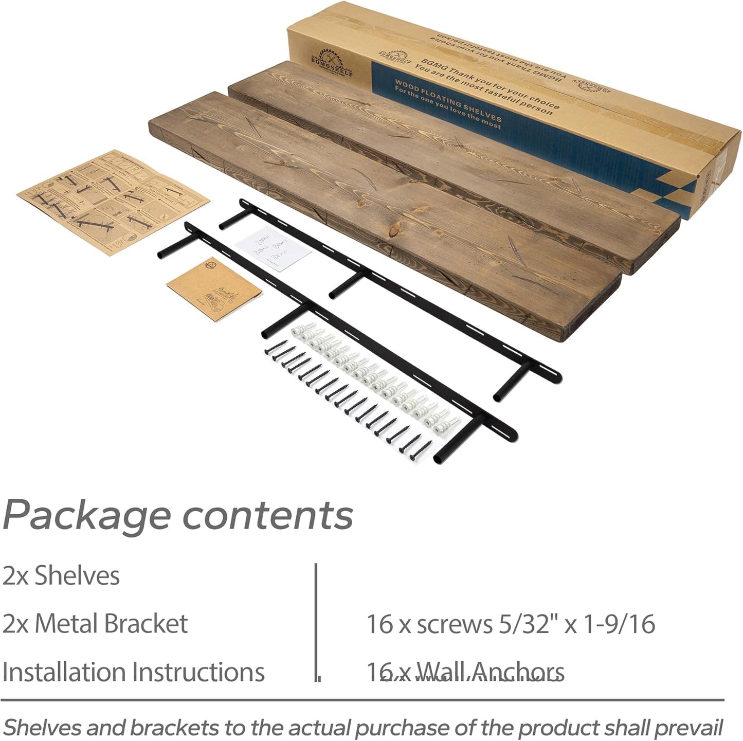 BGMG Floating Shelves 48 inch Long, Distressed,Wide Rustic Wooden Wall Shelves for Bathroom Living