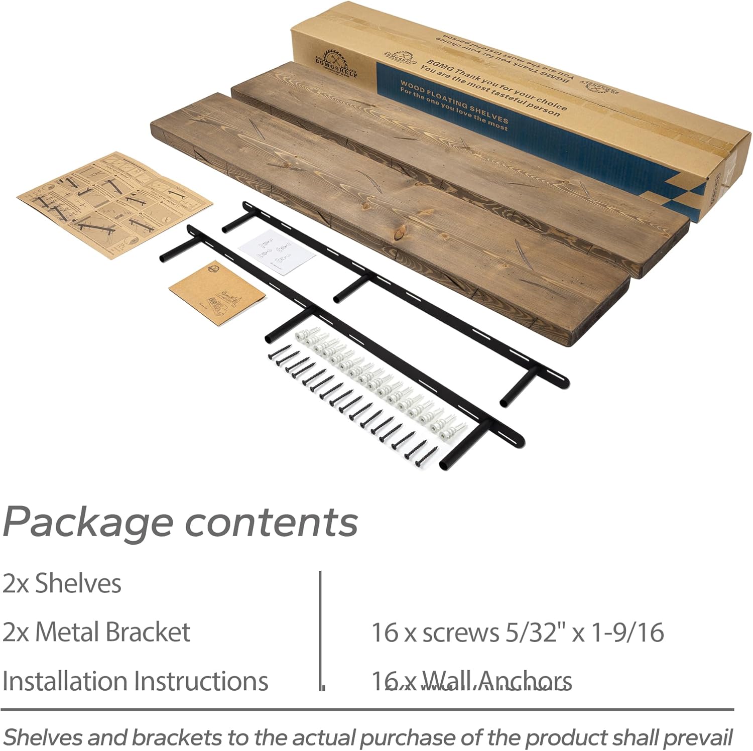 BGMG Floating Shelves 48 inch Long, Distressed,Wide Rustic Wooden Wall Shelves for Bathroom Living