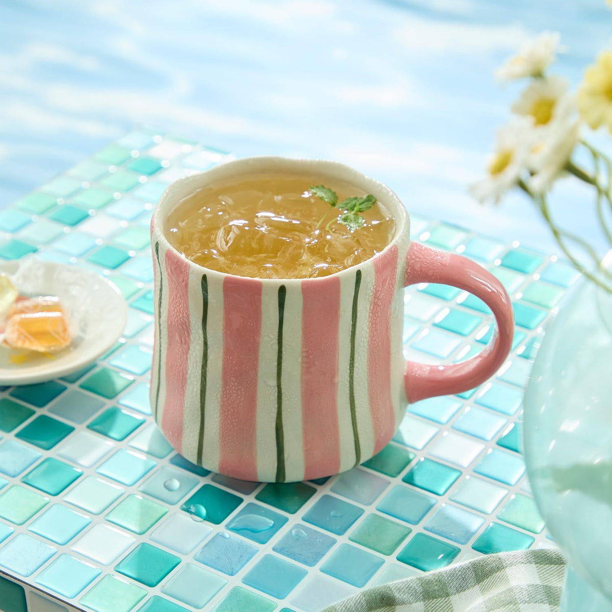 Vibrant Striped Ceramic Coffee Mug - Unique Red Design, 12oz, Microwave & Dishwasher Safe, Perfect