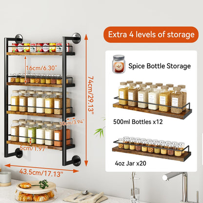 IBUYKE Spice Rack Wall Mount,4 Tier Hanging Seasoning Organizer,Large Spice Rack for Wall for up to