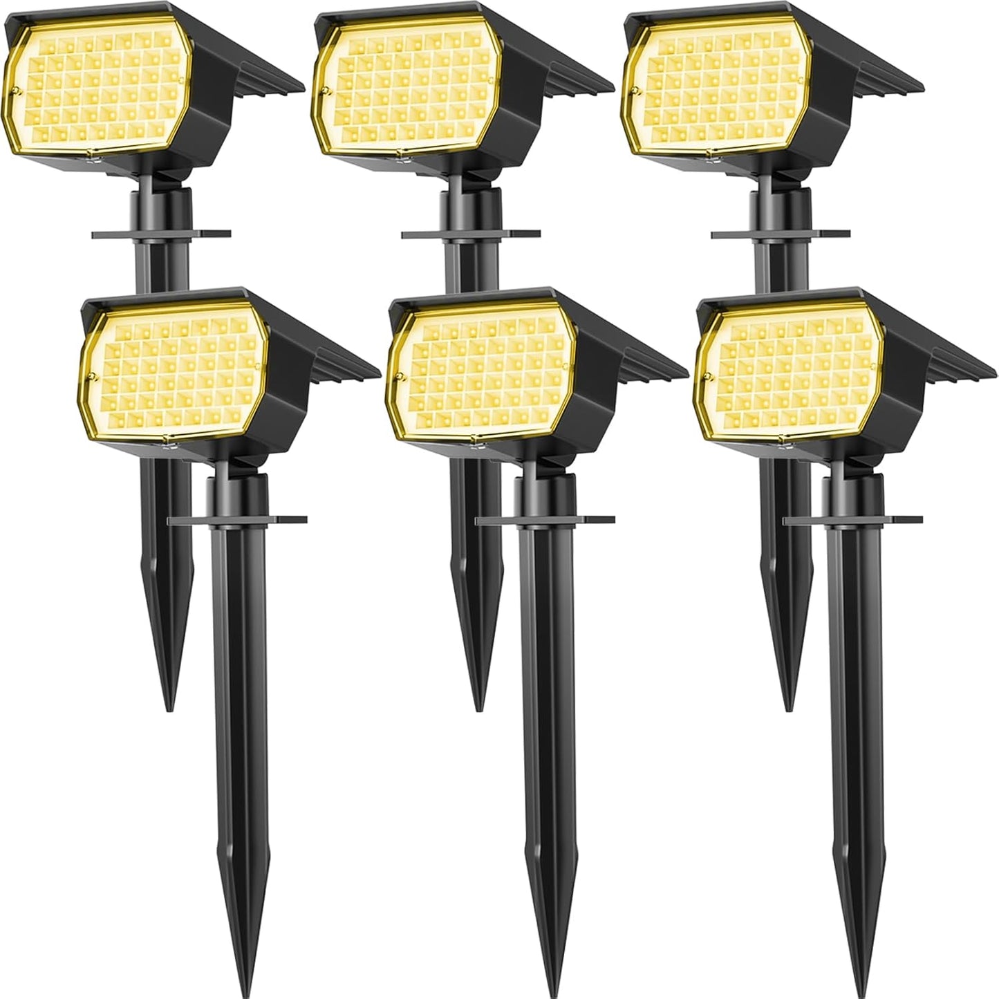 Solar Spot Lights Outdoor Waterproof IP65, 6 Pack Landscape Spotlights with 46 LEDs, 3 Modes Auto