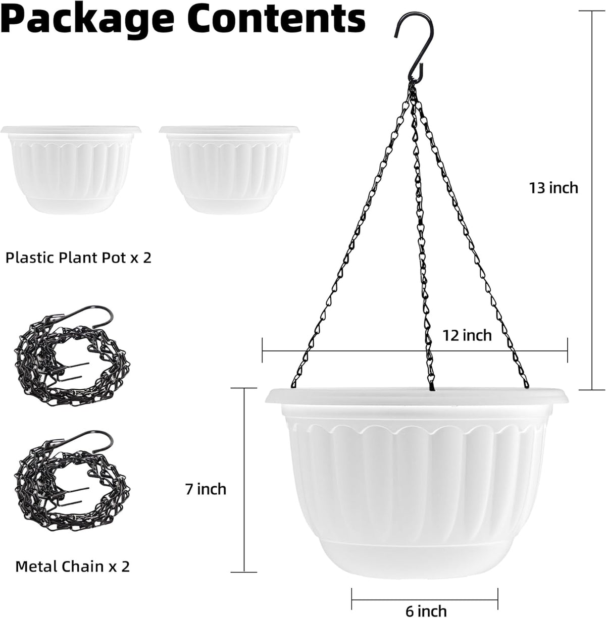 YIKUSH Planters for Outdoor Plants 2 Pack White Plant Pots with Drainage Hole and Absorbing Tray