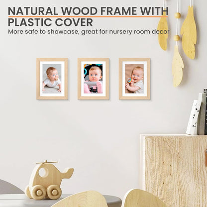 upsimples 5x7 Picture Frame, Natural Solid Wooden Picture Frames, Display 4x6 with Mat or 5 x 7